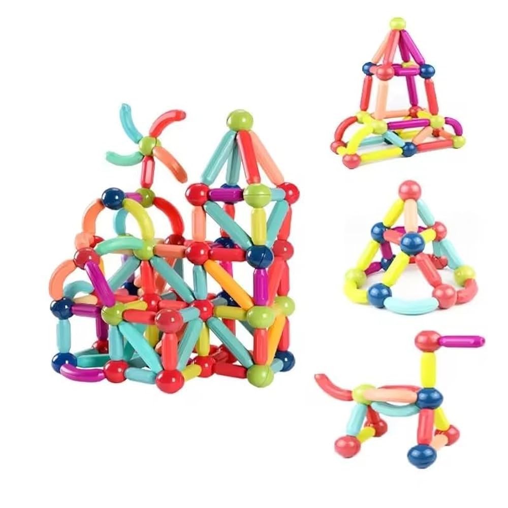 Khelaghor Magnetic Building Block Rod Set – Multicolor STEM Construction Toy | Ages 3+