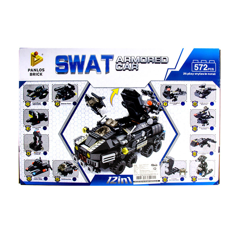 Panlos Brick SWAT Armored Car Building Block Set - 572 Pieces, 12 Models, 25 Play Styles ( 1 in 25 styles )