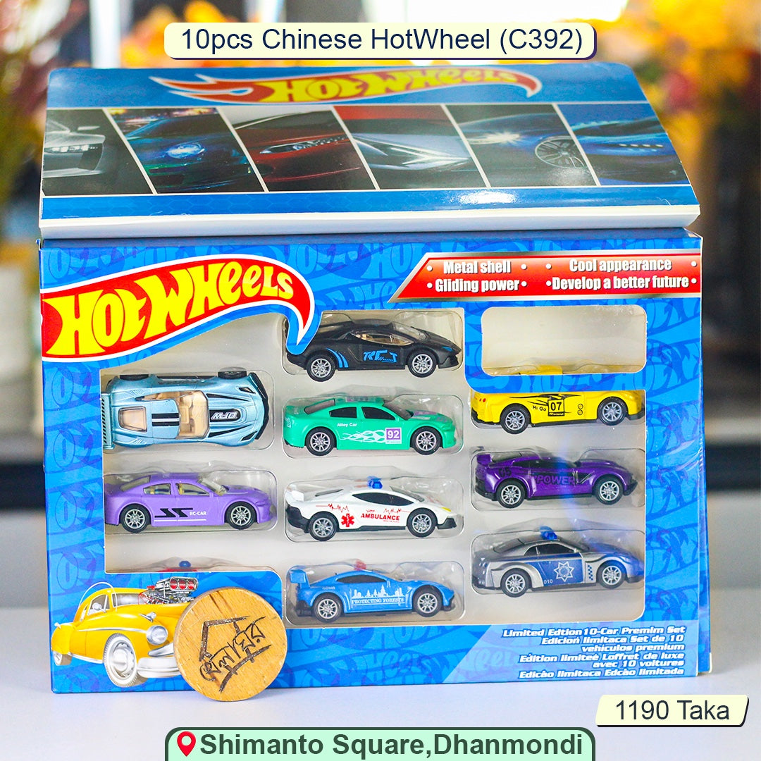 10-Piece Die-Cast Car Set – Metal & ABS Sports, Police & Racing Cars for Kids