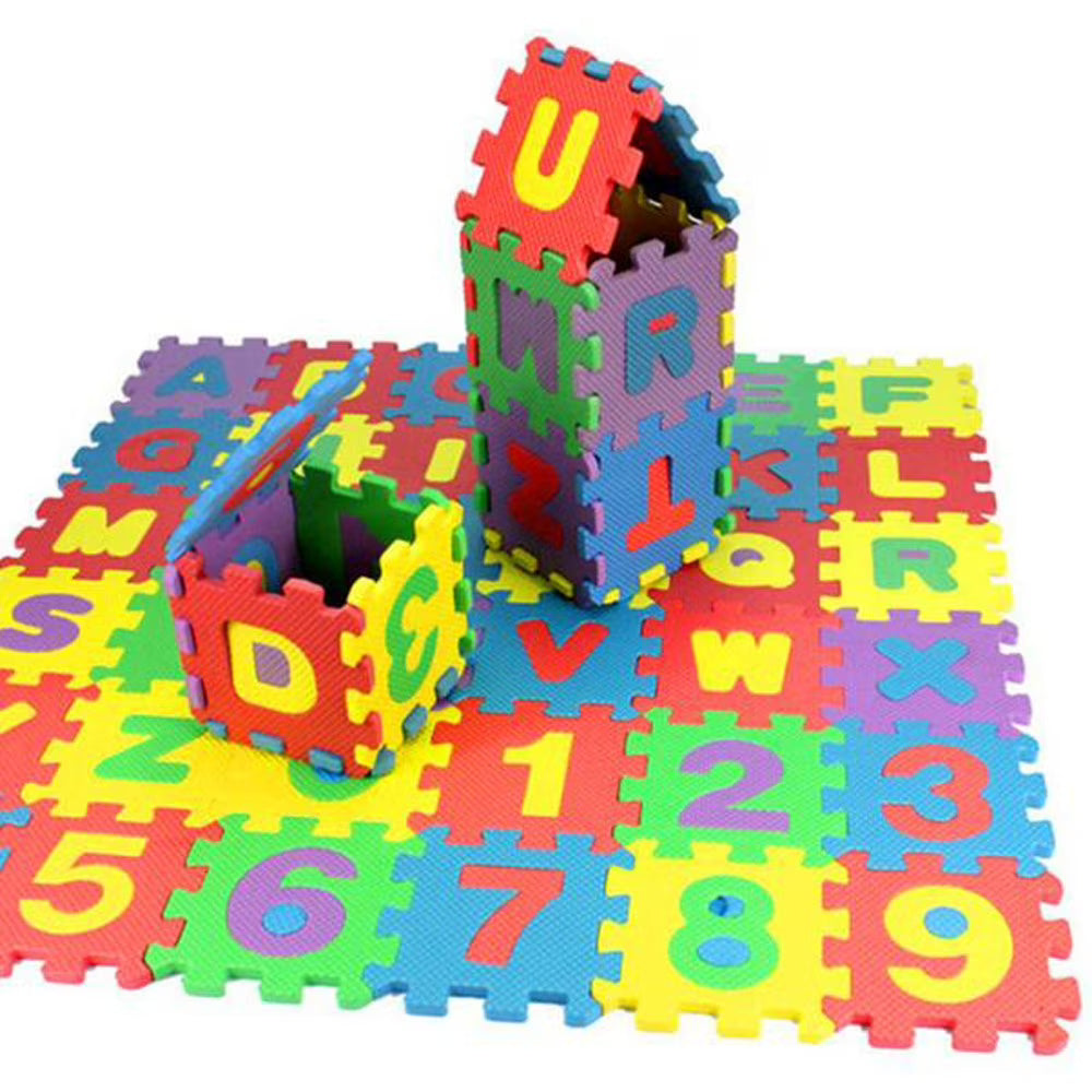 36-Piece Interlocking Foam Puzzle Mat Set – Letters & Numbers