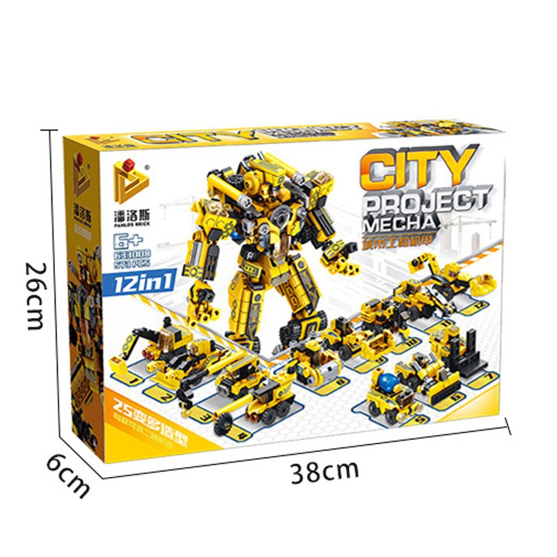 Panlos City Mecha 12-in-1 STEM Building Set - 573 Pieces Robot & Vehicles | Ages 6+