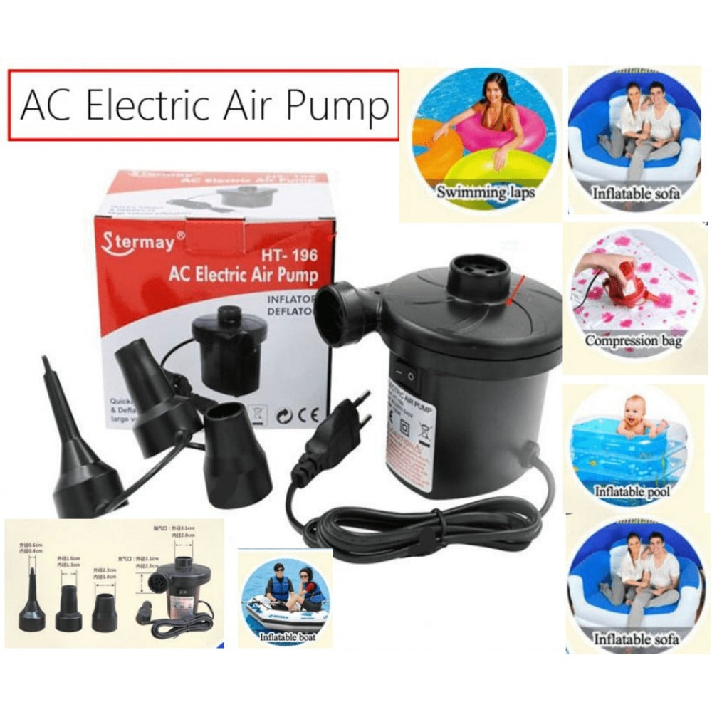 Stermay HT-196 Electric Air Pump – AC 220V-240V with 3 Nozzles for Inflatables
