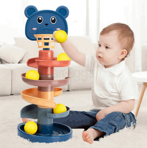 Basketball Slider Ball Drop Tower for Toddlers – 16-Inch Multi-Color