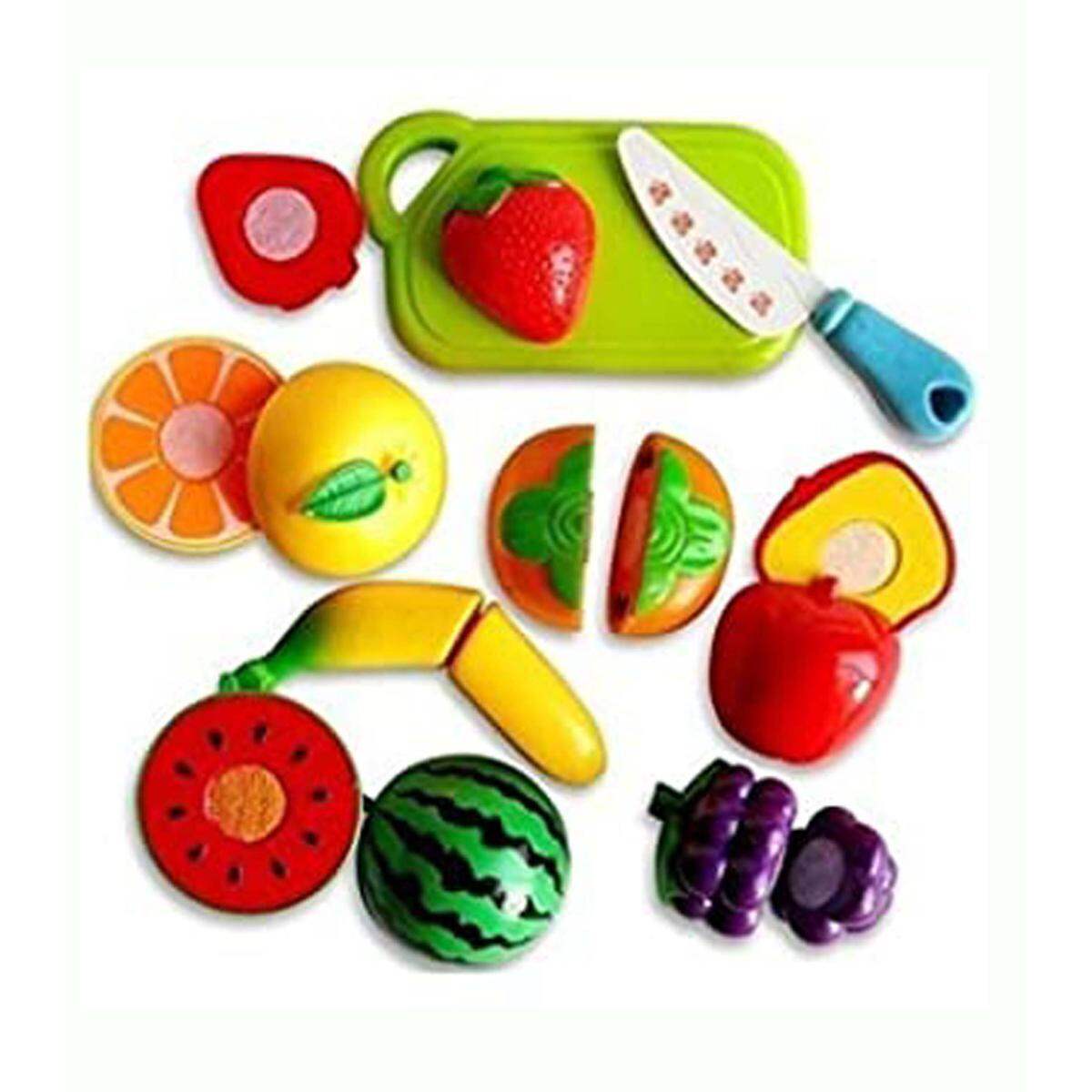 Fruit Cutting Pretend Play Set – 10 Velcro Fruits with Knife, Board & Plate (Ages 3+)