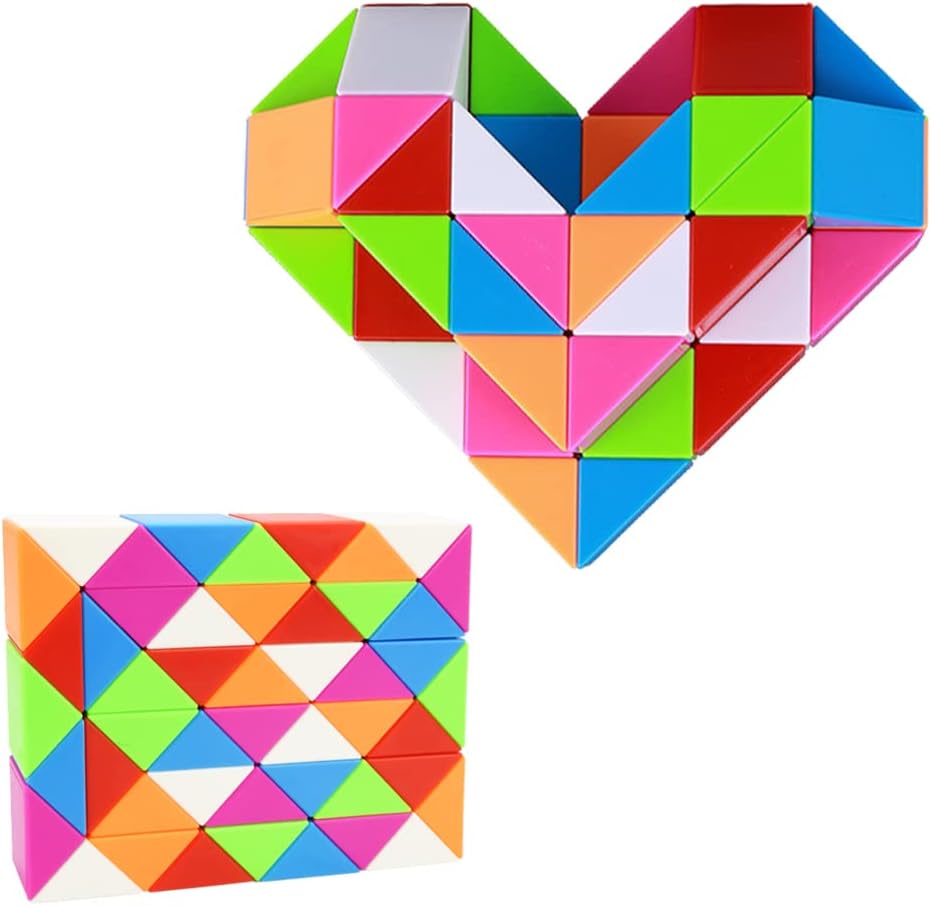 Snake Cube Twisty Puzzle | 24-Piece Hinged Brain Teaser | Make a Ball, Dog, Swan & More