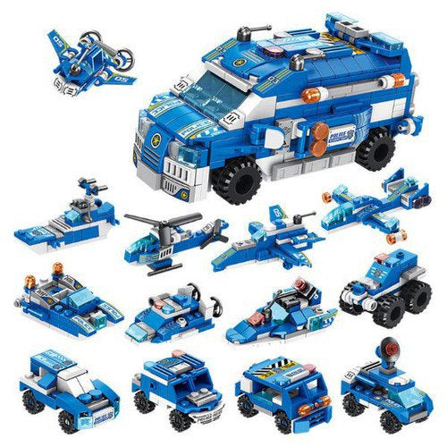 Police Car Building Blocks Set - 569 Pieces, 12-in-1 Models, 25 Play Styles ( 25 in 1 )