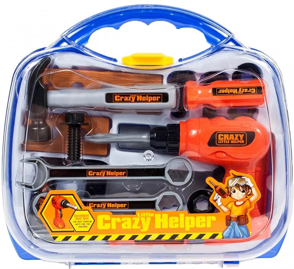 Little Crazy Helper Toy Toolbox Set – Kids Role-Play Tool Kit with Drill, Hammer & More (Ages 3+)
