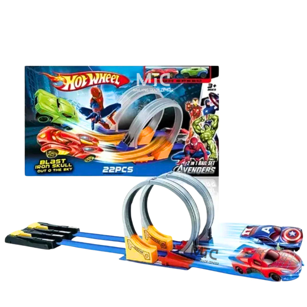 Style Toys 2-in-1 Avengers Rail Set – 22-Piece Double Loop Track with High-Speed Launcher