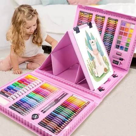 Super Mega Art Set for Kids – 208-Piece Drawing & Painting Kit with Built-In Easel (Ages 3+)