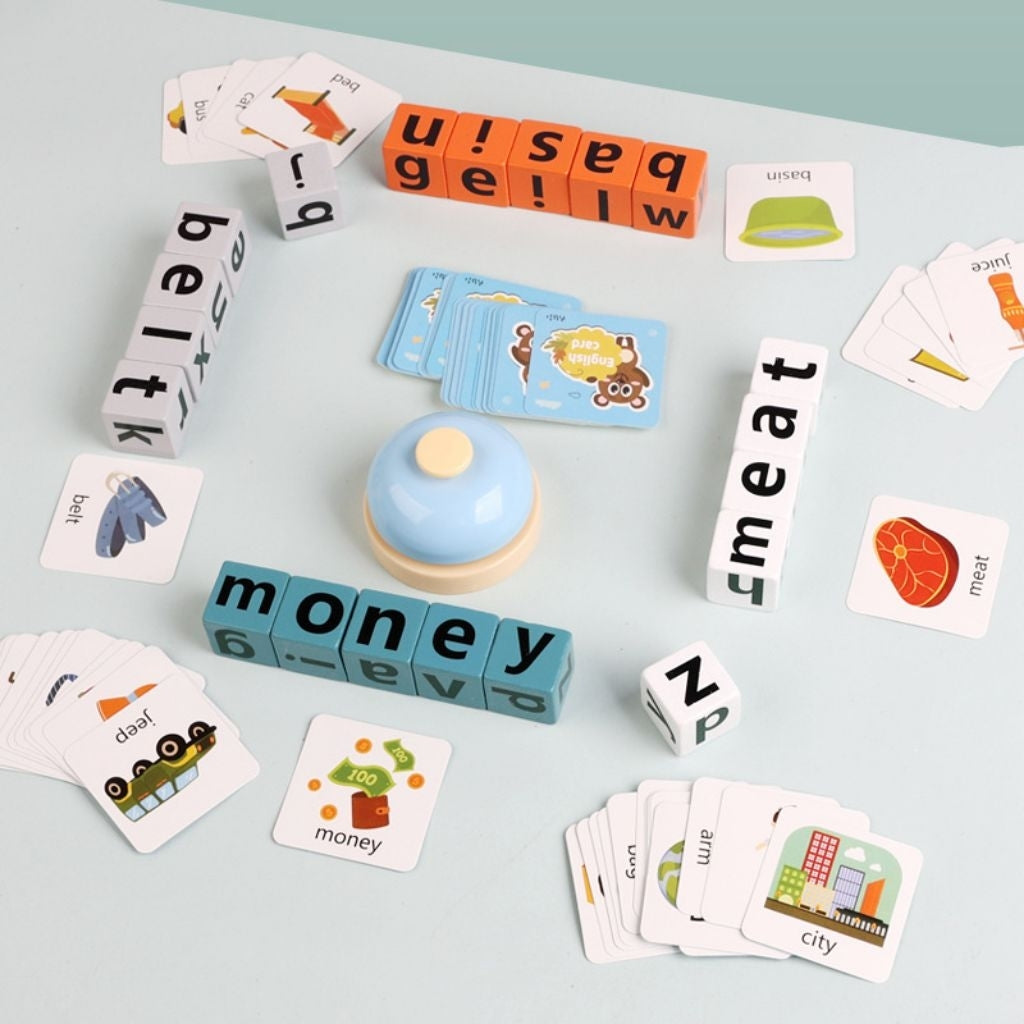 Word Spelling Game – Educational Letter Block & Picture Card Set for Kids (E195)