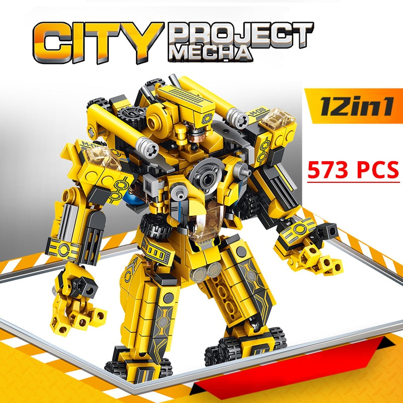 Panlos City Mecha 12-in-1 STEM Building Set - 573 Pieces Robot & Vehicles | Ages 6+