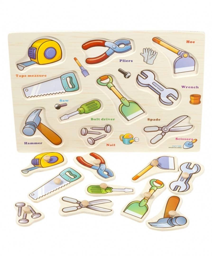 Wooden Tools Puzzle 10 Pieces - Educational Toy for Kids 1+ Years