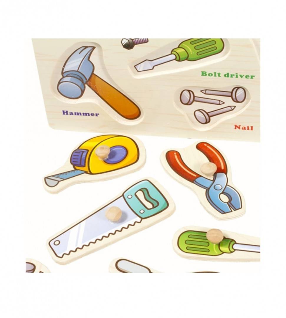 Wooden Tools Puzzle 10 Pieces - Educational Toy for Kids 1+ Years