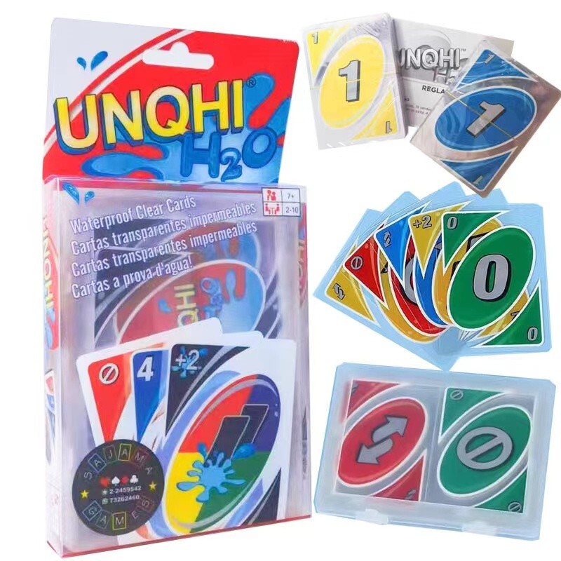 Unqhi H2O Waterproof Clear Card Game – 108 Transparent UNO-Style Cards with Case