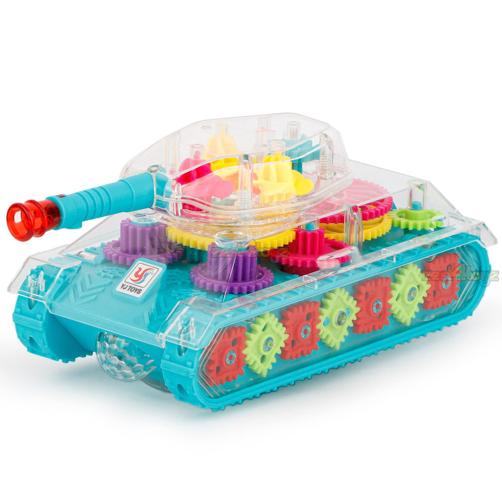 Gear Tank Toy with Transparent Gear Design, LED Lights & Music – Model B400