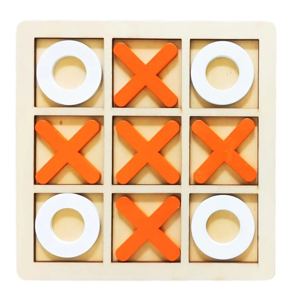 Wooden Tic-Tac-Toe Board Game – Colorful X & O Strategy Game for Kids