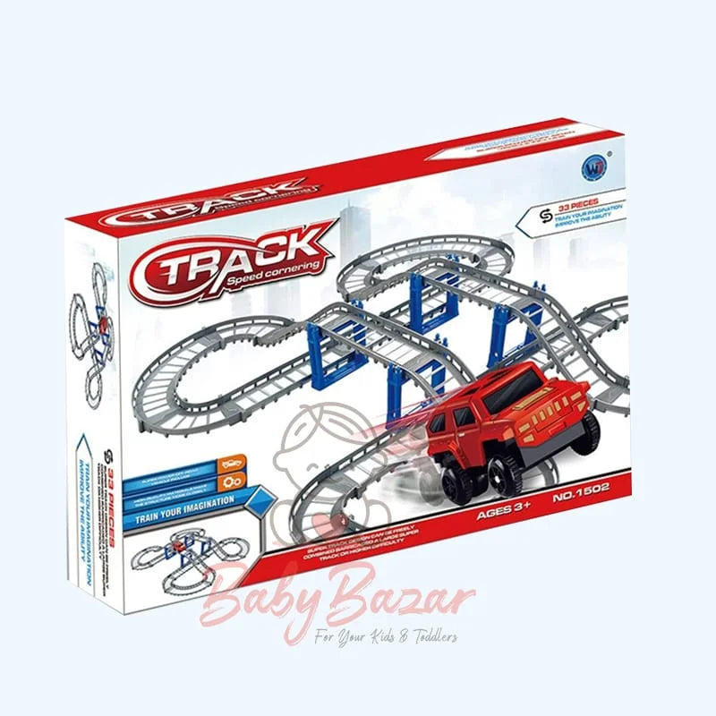 Track Speed Cornering Racing Set 1502 - 33 Piece Customizable Track with Battery Jeep