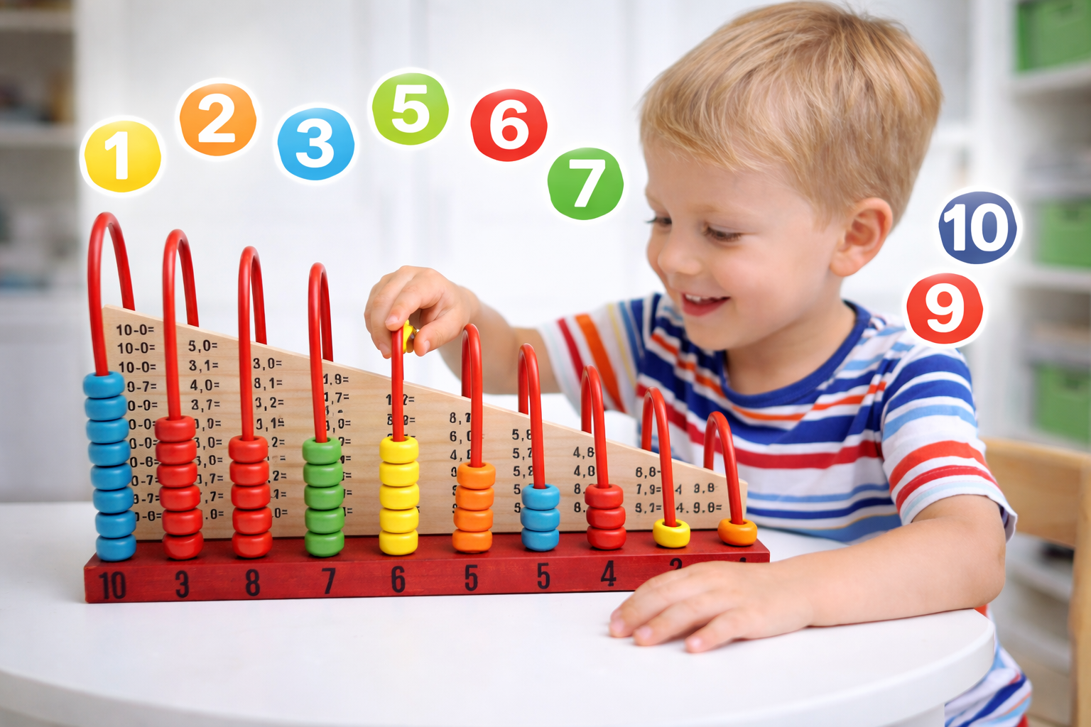 TX Wooden Abacus Calculation Shelf for Kids – 55 Colorful Beads, Ages 3+