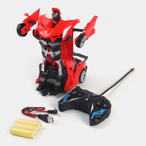 2-in-1 RC Robot Car Transformer Toy – One-Button Deformation, LED Lights & 360° Rotation